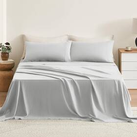 Tosmo 734914272016 Pure Linen Sheets Set 100% French Natural Flax Bedding 4pc Q