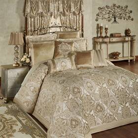 2pcspiped Touch Of Glass 193842109137 Albany Grande Bedspread Champagne California King&2pcspiped Sham