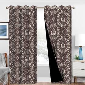 135x215lsw00902 Tquqobu Brown Blackout Curtains For Bedroom And Living Room Vintage Floral Pattern B