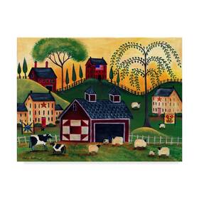 Trademark Fine Art 192664634582 18x24-inch Sunrise Red Quilt Barn By Cheryl Bartley