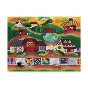 Trademark Fine Art 192664642945 Sunrise Colorful Country Quilt Village By Cheryl Bartley 18x24-inch