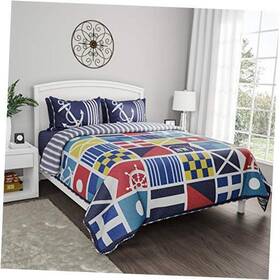 66-q003txl Trademark Glb 2-piece Twin Quilt Set - Coastal-themed Reversible Bedspread With Sham Xl