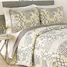80042798 Traditions By Waverly King 3pc Set In Spring Quilt Gray -