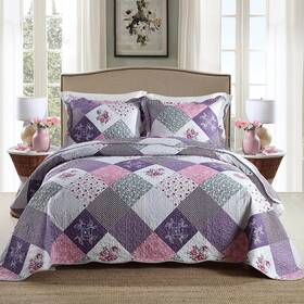 Travan 445005556573 Bedspread Quilt Set 3-piece Lightweight Coverlet With Shams Reversibl