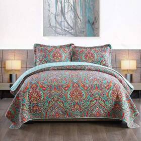 Travan 712109418982 3-piece Bedspread Quilt Set Oversized Reversible Quilted Bedding Cotto