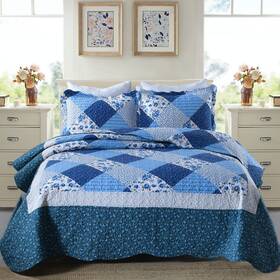 Travan 712109421302 Bedspread Quilt Sets 3-piece Lightweight Coverlet Set With Shams Reversible Q