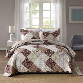 Travan 712109421371 3-piece Queen Quilt Set Quilted Bedspread Lightweight Soft Coverlet Print