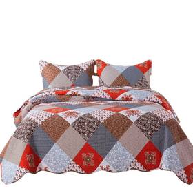 Travan 712109421456 Floral Printed Quilt Set 3-pc Quilted Bedspread With Shams Reversible King