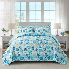 Travan 712109424327 Beach Quilt King Size Ultra Soft And Fade Resistant Coastal With 1