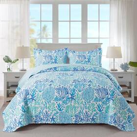 Travan 712109424402 Beach Quilt King Size Ultra Soft And Fade Resistant Coastal With 1