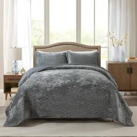 Travan 712109424532 Luxury Velvet Quilt Set Queen Size Lightweight Comforter Soft Warm Qu