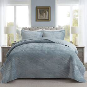 Travan 712109424556 Luxury Velvet Quilt Set Queen Size Lightweight Comforter Soft Wa