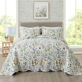 B0bnnfg7rp Travan 3-piece Quilt Set Quilted Bedspread Lightweight Coverlet Garden Style