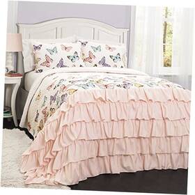 16t000815 Triangle Home Fashions Flutter Butterfly 2-piece Quilt Set Cute Quilted Bedspread Pink Twin