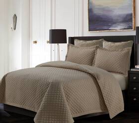Tribeca Living 688614006085 Brisbane Oversized King Quilt Bedding Set Solid 3-piece Quilted Bedspread Co