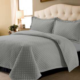 Tribeca Living 688614006221 Brisbane Oversized Twin Quilt Bedding Set Solid 2-piece Quilted Bedspread Co