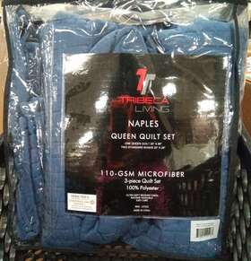 83515291 Tribeca Living Queen Naples Microfiber Quilt Set Dark Blue - 121dfp
