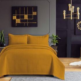 83515322 Tribeca Living King Naples Microfiber Quilt Set Honey - Includes 2