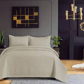83515336 Tribeca Living Twin Naples Microfiber Quilt Set Light Silver - Includes 1