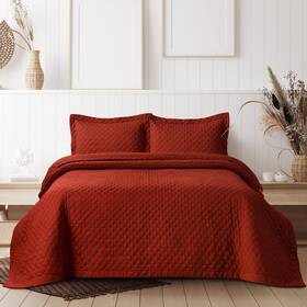 84292450 Tribeca Living Twin Brisbane Oversized Diamond Quilt Set Rust -