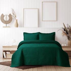 84292453 Tribeca Living Queen Brisbane Oversized Diamond Quilt Set Emerald Green -