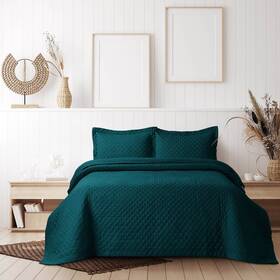 84292457 Tribeca Living Queen Brisbane Oversized Diamond Quilt Set Dark Green -
