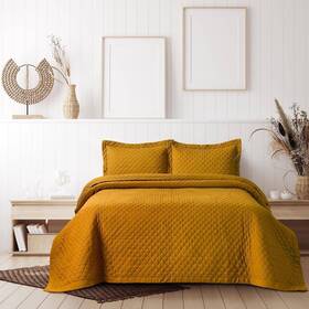 84292458 Tribeca Living King Brisbane Oversized Diamond Quilt Set Honey Mustard -
