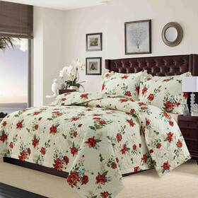 Tribeca Living 842941101343 Floquilttwbl Lyon Printed Oversized Geometric Quilt Set Twin Floral Multi