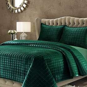 Tribeca Living 842941103774 Velvet Queen Quilt Set Three-piece Box Stitch Bedding Includes One Overs
