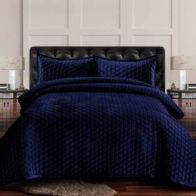 Tribeca Living 842941142681 Lugano Oversized Velvet Quilt Set - All Season Extra Large 2 Piece Twin Siz
