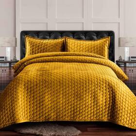 Tribeca Living 842941142780 Lugano Oversized Velvet Quilt Set - All Season Extra Large 3 Piece Queen Size
