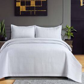 Tribeca Living 842941145118 Oversized Plain Queen Quilt Set Three-piece Box Stitch Soft B