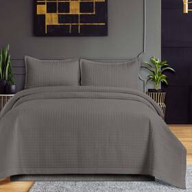 Tribeca Living 842941145378 Oversized Plain Twin Quilt Set -piece Box Stitch Soft Bedding Includes Q