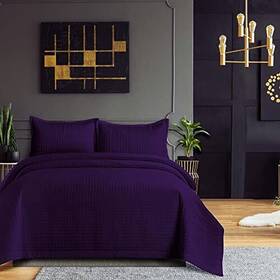 Tribeca Living 842941145767 Oversized Plain Twin Quilt Set -piece Box Stitch Soft Bedding Includes Q