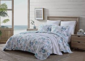 Ushsa91175095 Tropical Quilt Set Coastal King Blue Beige Cotton Sea Shell Reversible Bedding Cover Gift