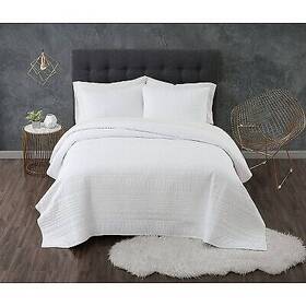 80267144 Truly Calm Quilt Set Solid Antimicrobial Odor Control Modern White Twin/twinxl