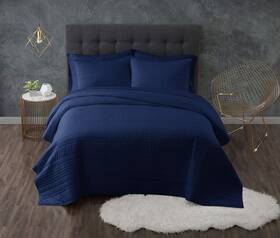 Truly Calm Home For Health 783048137715 Antimicrobial Quilt Set Twin Xl Navy