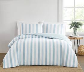 Truly Soft 783048235770 Aiden Stripe Comforter Set Blue Polyester 3-piece Full/queen