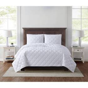 78632265 Truly Soft Twin Xl 2pc Everyday 3d Puff Quilt Set White -