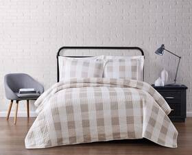 Qs2093khkg-2600 Truly Soft Everyday 783048031563 King Quilt Sham Set - Buffalo Plaid Collection Khaki