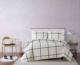 Truly Soft Everyday 783048092038 Ryday Kurt Black And White Stripe Quilt Twin Xl Windowpane