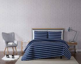 Truly Soft Everyday 783048093165 Maddow Stripe Navy Twin Xl 2-piece Quilt Set