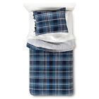 060182008 Ts99400qs Sheringham Road Navy Blue Plaid Ryder Quilt Pillowcase 848336087728