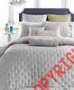U1680 Full Finest Leaf Hotel Collection Queen Coverlet Silver Bed Linen