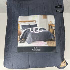 Ugg 008889011568 Dawn Duvet Set Shams Twin Dark Grey Oeko-tex Gray Quilt Only King Size Cotto