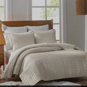Ugg 008889024414 Brand New - Dawn Three Piece Quilt Set Full/queen Cream Colored Birch