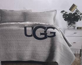 Ugg 008889223077 King Coverlet Set Quilted Bohemian 3-pc Venecia Stone Gray New With Tag