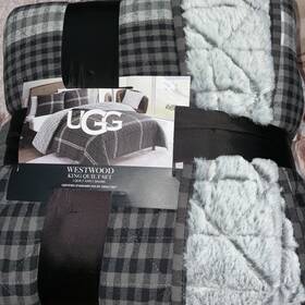 Ugg 008889274857 Westwood 3 Piece Quilt Set King Charcoal Plaid Pattern New