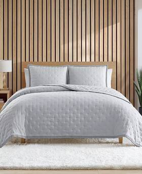 Ugg 008889339624 Devon Braid Queen Quilt Set Gray Violet