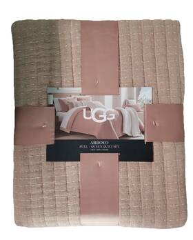 2-70190 Ugg Arroyo Full/queen Solid Cotton Quilted Reversible 90x90in